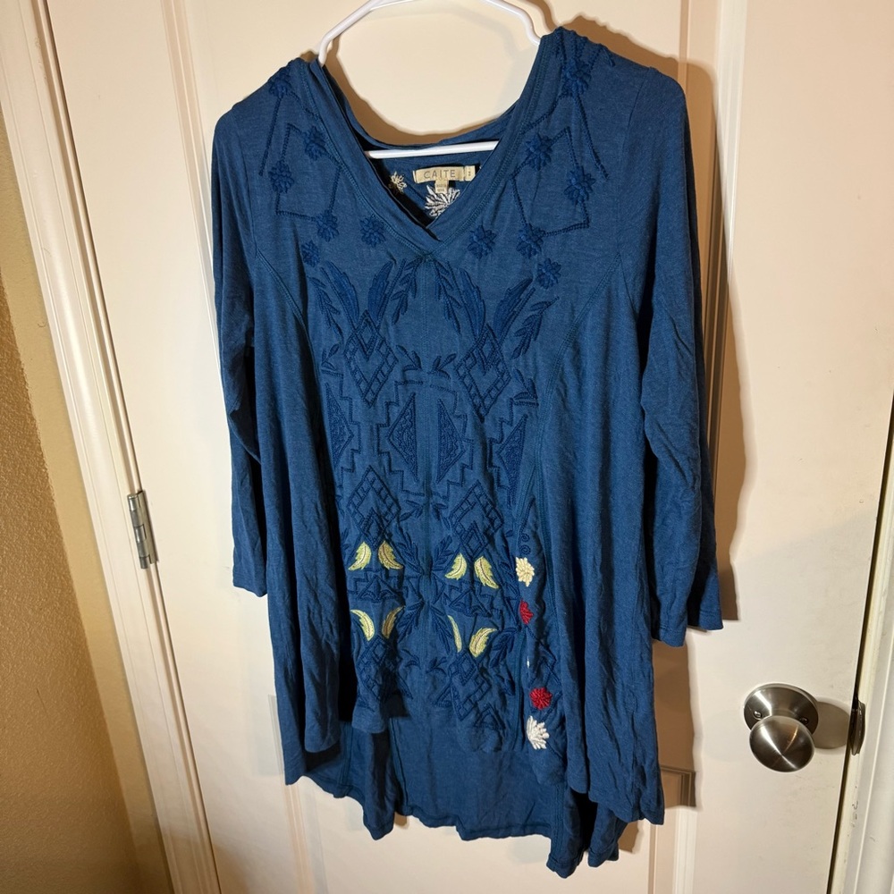 Cause Embroidered Boho Tunic Top